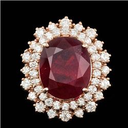 14k Rose Gold 8.50ct Ruby 1.50ct Diamond Ring