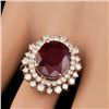 Image 4 : 14k Rose Gold 8.50ct Ruby 1.50ct Diamond Ring