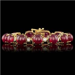 14k Gold 64.00ct Ruby 0.95ct Diamond Bracelet