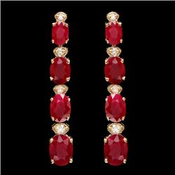 14k Gold 8.00ct Ruby 0.30ct Diamond Earrings