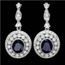 14k Gold 6ct Sapphire 2.55ct Diamond Earrings