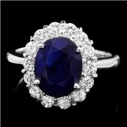 14k Gold 4.00ct Sapphire 1.00ct Diamond Ring