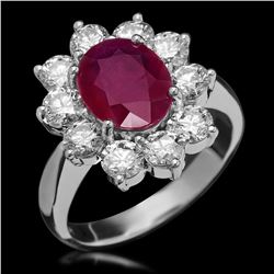 14K Gold 2.95ct Ruby & 2.20ct Diamond Ring