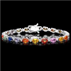 14k Gold 15ct Sapphire 0.35ct Diamond Bracelet