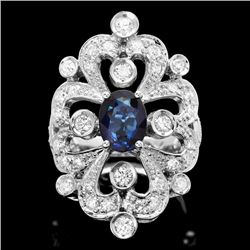 14k Gold 1.70ct Sapphire 1.30ct Diamond Ring