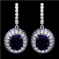 14k Gold 14.7ct Sapphire 1ct Diamond Earrings