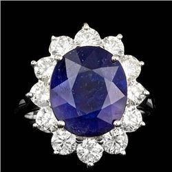 14k Gold 7.00ct Sapphire 2.00ct Diamond Ring