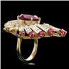Image 2 : 14k Yellow Gold 10ct Ruby 3.70ct Diamond Ring