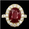 Image 1 : 14k Yellow Gold 7.50ct Ruby 1.70ct Diamond Ring