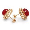 Image 2 : 14k Gold 16.65ct Ruby 0.80ct Diamond Earrings