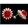 Image 3 : 14k Gold 16.65ct Ruby 0.80ct Diamond Earrings