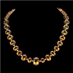 14K Gold 141.39ct Citrine 4.05ct Diamond Necklace