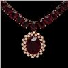 Image 2 : 14K Gold 142.96ct Ruby & 1.10ct Diamond Necklace