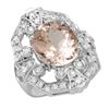 Image 1 : 14K Gold 7.28ct Morganite 1.18ct Diamond Ring