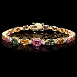 14k Gold 13.00ct Sapphire 0.80ct Diamond Bracelet
