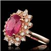Image 2 : 14k Rose Gold 4.00ct Ruby 0.65ct Diamond Ring