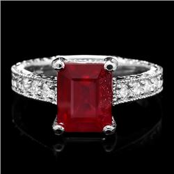 14k White Gold 4.17ct Ruby 0.35ct Diamond Ring