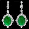 Image 2 : 14k Gold 13.00ct Jade 1.75ct Diamond Earrings