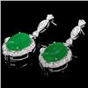 Image 3 : 14k Gold 13.00ct Jade 1.75ct Diamond Earrings