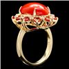Image 3 : 14k Yellow Gold 6.50ct Coral 0.40ct Diamond Ring