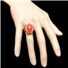 Image 4 : 14k Yellow Gold 6.50ct Coral 0.40ct Diamond Ring