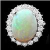 Image 1 : 14k White Gold 9.00ct Opal 2.50ct Diamond Ring