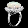 Image 2 : 14k White Gold 9.00ct Opal 2.50ct Diamond Ring
