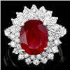 Image 1 : 14k White Gold 5.00ct Ruby 1.50ct Diamond Ring