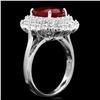 Image 3 : 14k White Gold 5.00ct Ruby 1.50ct Diamond Ring