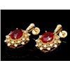 Image 1 : 14k Gold 11.00ct Ruby 2.00ct Diamond Earrings