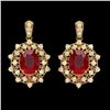 Image 2 : 14k Gold 11.00ct Ruby 2.00ct Diamond Earrings