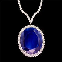 18k Gold 123.65ct Sapphire 11.84ct Diamond Necklace