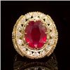 Image 1 : 14K Gold 13.63ct Ruby 2.42ct Diamond Ring