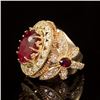 Image 2 : 14K Gold 13.63ct Ruby 2.42ct Diamond Ring