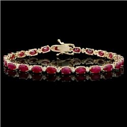14k Gold 12.00ct Ruby 0.60ct Diamond Bracelet