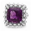 Image 2 : 14k Gold 7.00ct Amethyst 1.00ct Diamond Ring