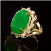 Image 2 : 14K Gold 14.26ct Jadeite 2.41ct Diamond Ring