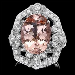 14k Gold 7.50ct Morganite 1.35ct Diamond Ring