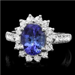 14k White Gold 2.5ct Tanzanite 1ct Diamond Ring