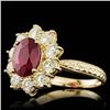 Image 2 : 14k Yellow Gold 3.00ct Ruby 2.10ct Diamond Ring