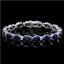14k Gold 36ct Sapphire .70ct Diamond Bracelet