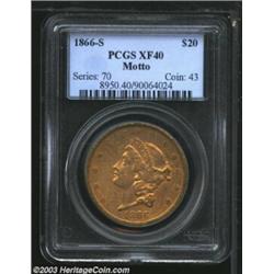 1866-S $20 Motto XF40 PCGS.