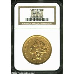 1867-S $20 AU53 NGC.