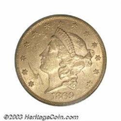 1869 $20 AU58 PCGS.