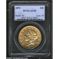 1870 $20 AU50 PCGS.