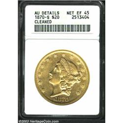 1870-S $20 --Cleaned--ANACS. AU Details, Net XF45.