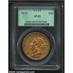 1872 $20 XF40 PCGS.