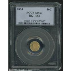 1874 50C Indian Round 50 Cents, BG-1053, R.7, MS63 PCGS.