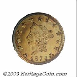 1876 50C Liberty Round 50 Cents, BG-1040A (1039A), High R.6, MS63 PCGS.