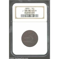 1855 P1C Flying Eagle Cent, Judd-168 Original, Pollock-193, R.4, PR63 Brown NGC.